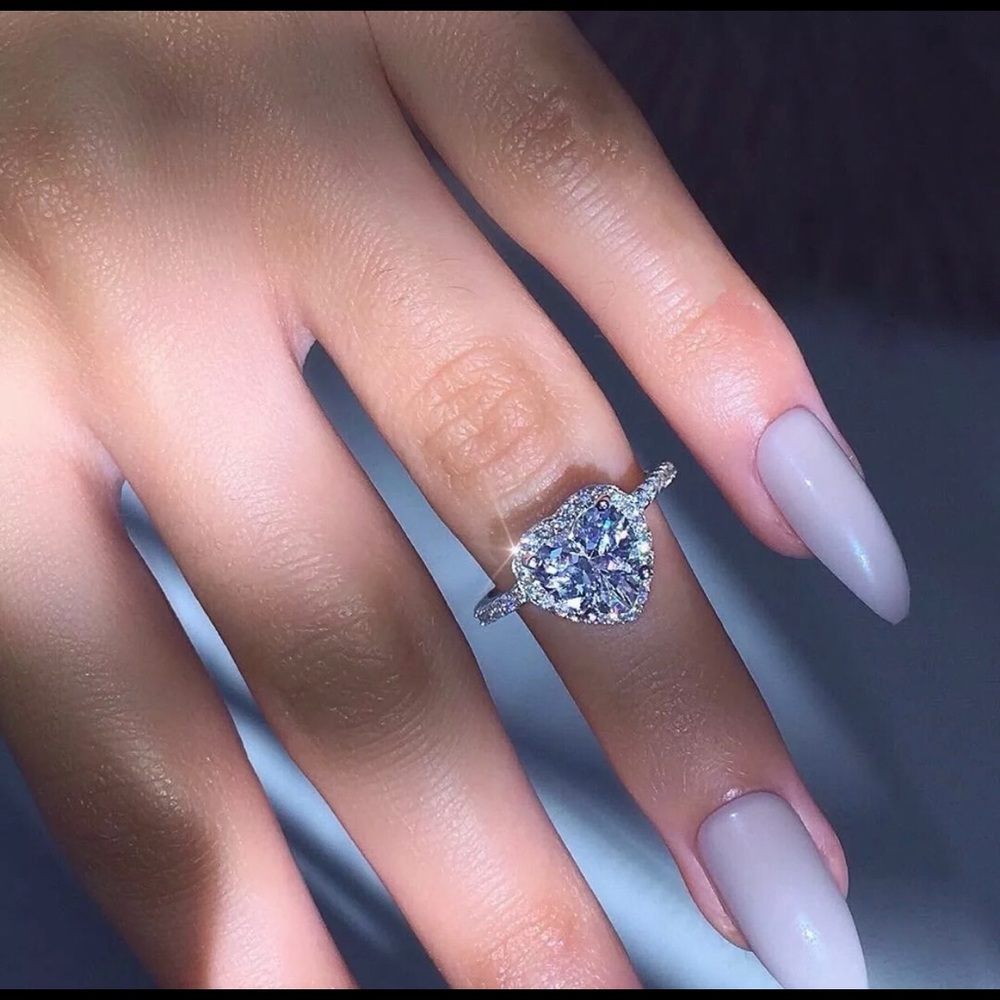 Sterling Silver Plated Heart CZ ring - Picture 2 of 8
